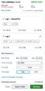 CPB buy-write order ticket
